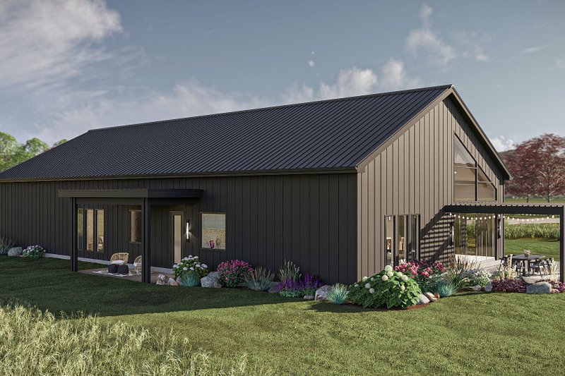 House Plan Design - Exterior - Rear Elevation for Barndominium House Plan #455-334 - 3 bed, 2.5 bath