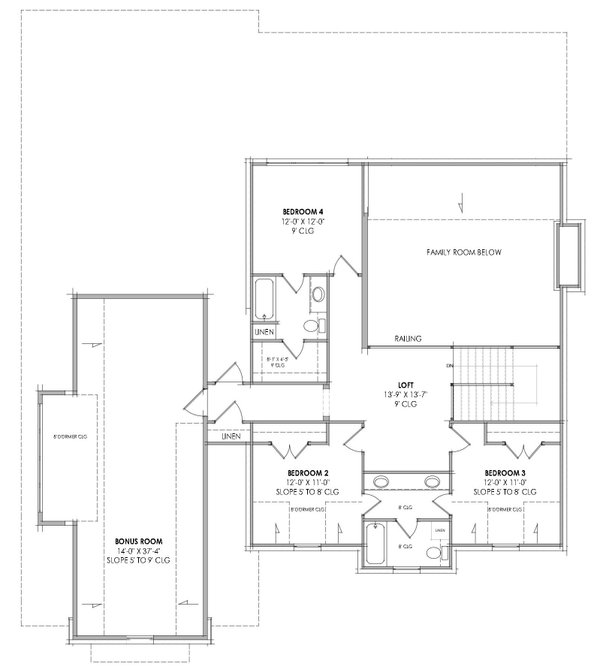 Tudor Floor Plan - Upper Floor Plan #1096-50