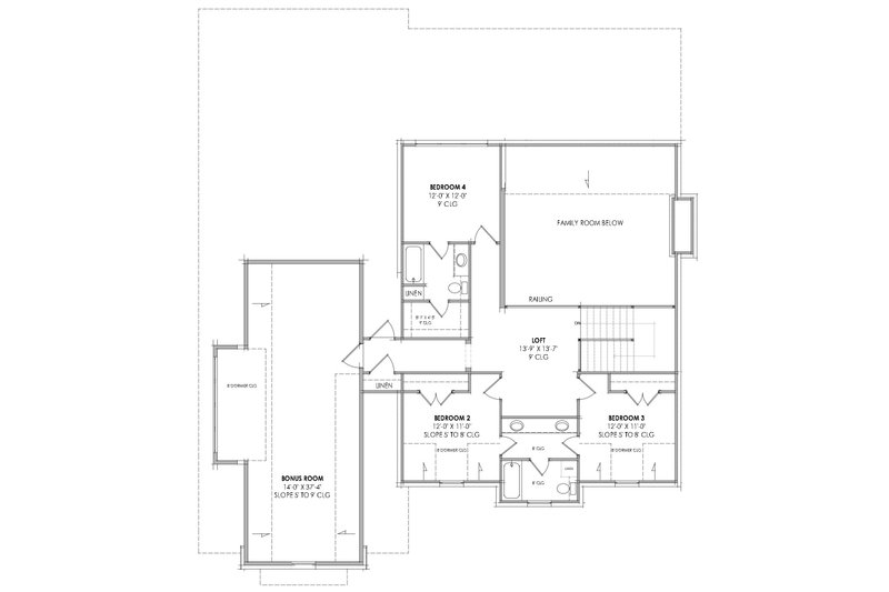 Architectural House Design - Floor Plan - Upper Floor for Tudor House Plan #1096-50 - 4 bed, 3.5 bath