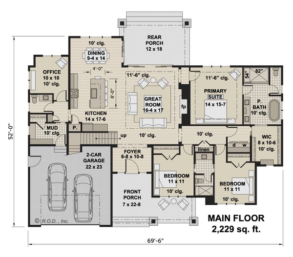 House Blueprint - Farmhouse Floor Plan - Main Floor Plan #51-1218