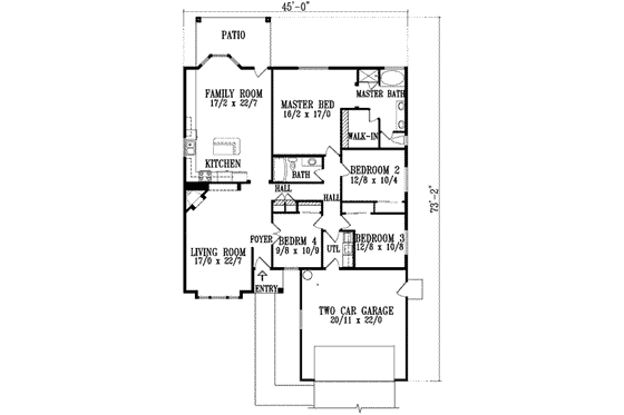 Floor Plan - Main Floor for Traditional House Plan #1-772 - 4 bed, 2 bath