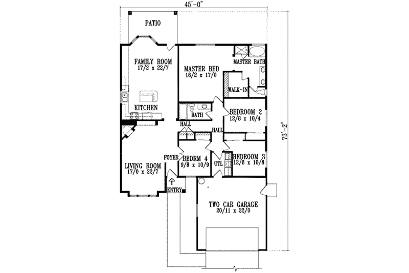 Architectural House Design - Floor Plan - Main Floor for Traditional House Plan #1-772 - 4 bed, 2 bath