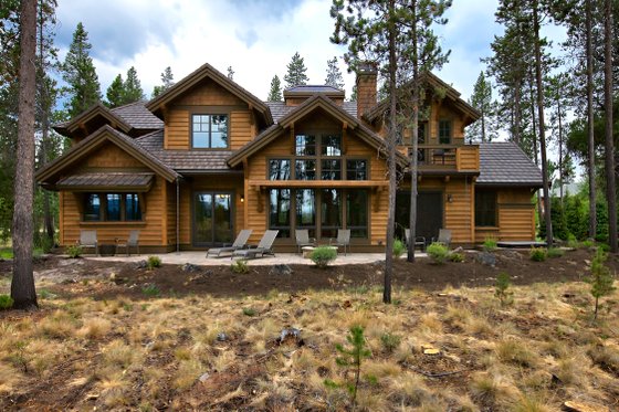 Craftsman style house design, rear elevation photo