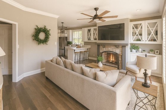 Interior - Family Room for Barndominium House Plan #44-222 - 2 bed, 1 bath