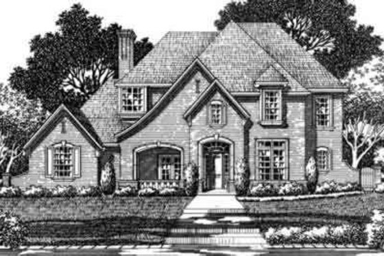 Exterior - Front Elevation for European House Plan #141-145 - 4 bed, 4.5 bath