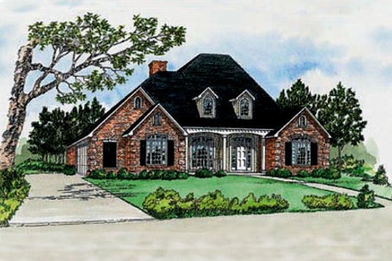 Exterior - Front Elevation for Southern House Plan #16-212 - 4 bed, 3 bath