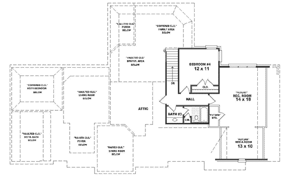 Colonial Floor Plan - Upper Floor Plan #81-345