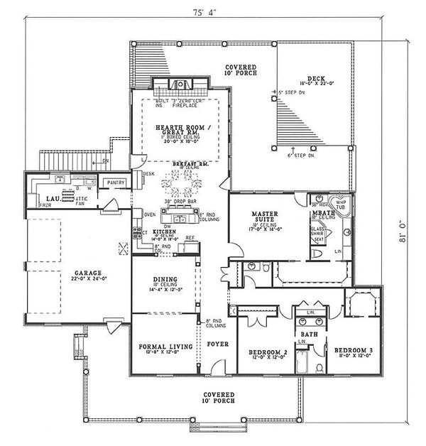 House Plan Design - Traditional Floor Plan - Main Floor Plan #17-168