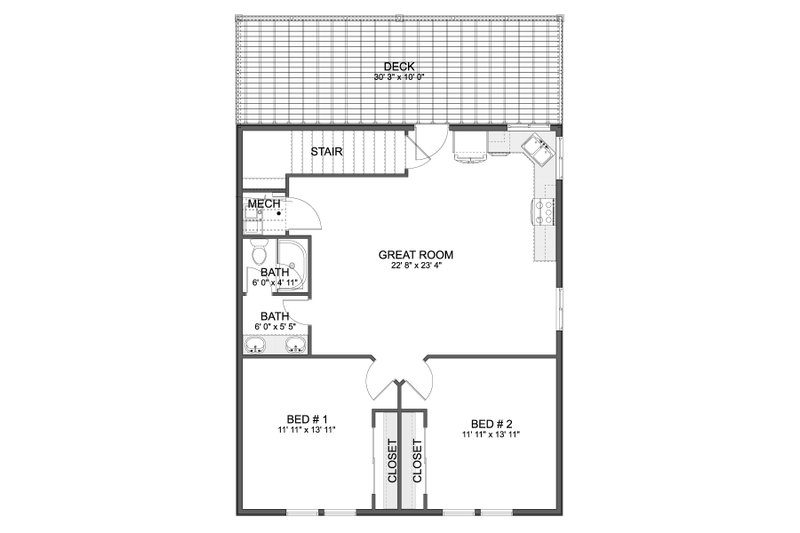 House Design - Floor Plan - Upper Floor for Craftsman House Plan #1060-327 - 2 bed, 2 bath