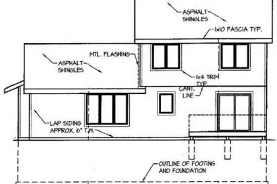 Exterior - Rear Elevation for Traditional House Plan #50-107 - 4 bed, 2.5 bath