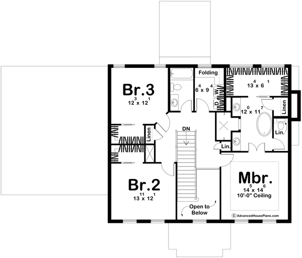 Home Plan - Floor Plan - Upper Floor for Colonial House Plan #455-793 - 3 bed, 2.5 bath