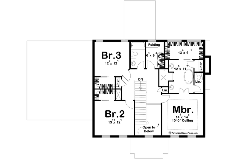 Home Plan - Floor Plan - Upper Floor for Colonial House Plan #455-793 - 3 bed, 2.5 bath