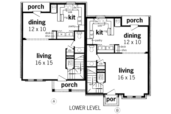 Floor Plan - Main Floor for Traditional House Plan #45-297 - 2 bed, 1.5 bath