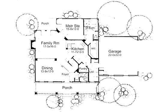 Floor Plan - Main Floor for Craftsman House Plan #120-156 - 3 bed, 3 bath