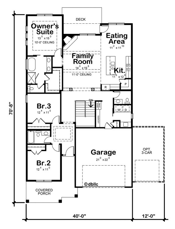 House Design - Ranch Floor Plan - Main Floor Plan #20-2299