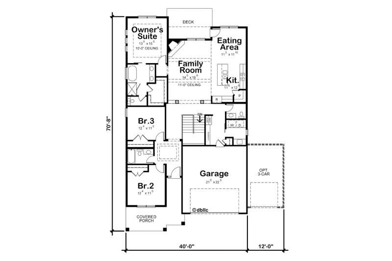 Dream House Plan - Floor Plan - Main Floor for Ranch House Plan #20-2299 - 3 bed, 2.5 bath