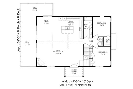 Floor Plan - Main Floor for Country House Plan #932-573 - 4 bed, 3 bath
