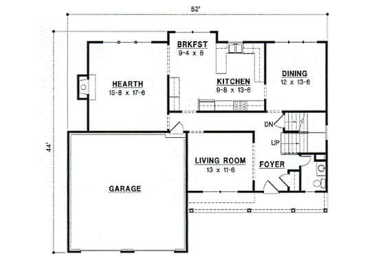 Floor Plan - Main Floor for Traditional House Plan #67-537 - 4 bed, 3.5 bath