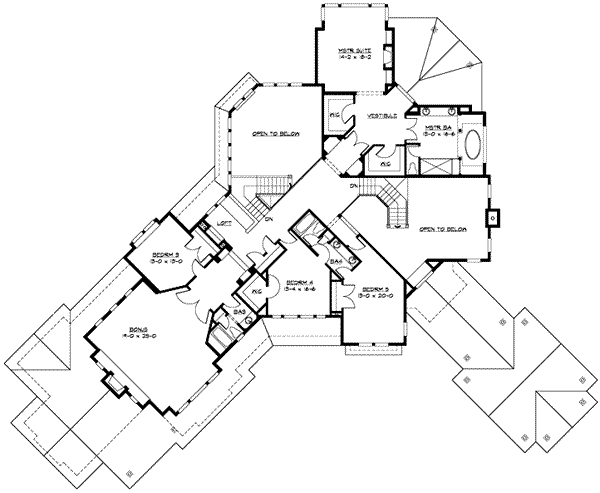 Craftsman Floor Plan - Upper Floor Plan #132-179