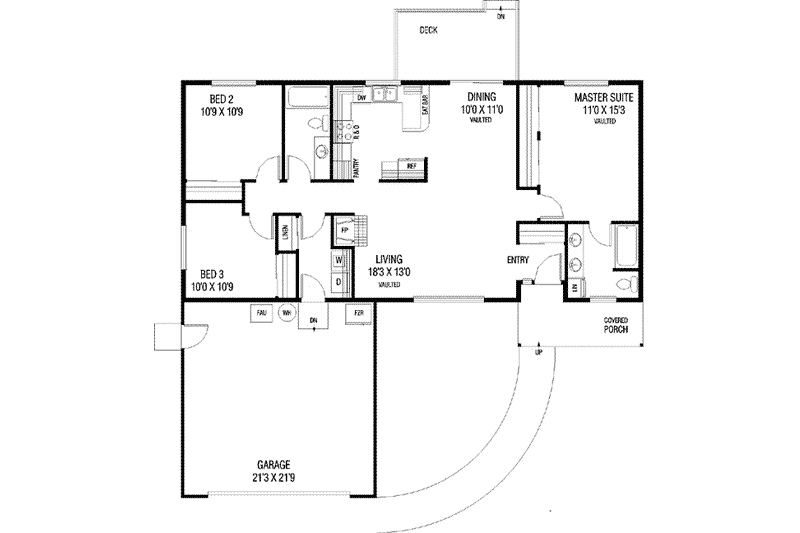 House Blueprint - Floor Plan - Main Floor for Traditional House Plan #60-551 - 3 bed, 2 bath