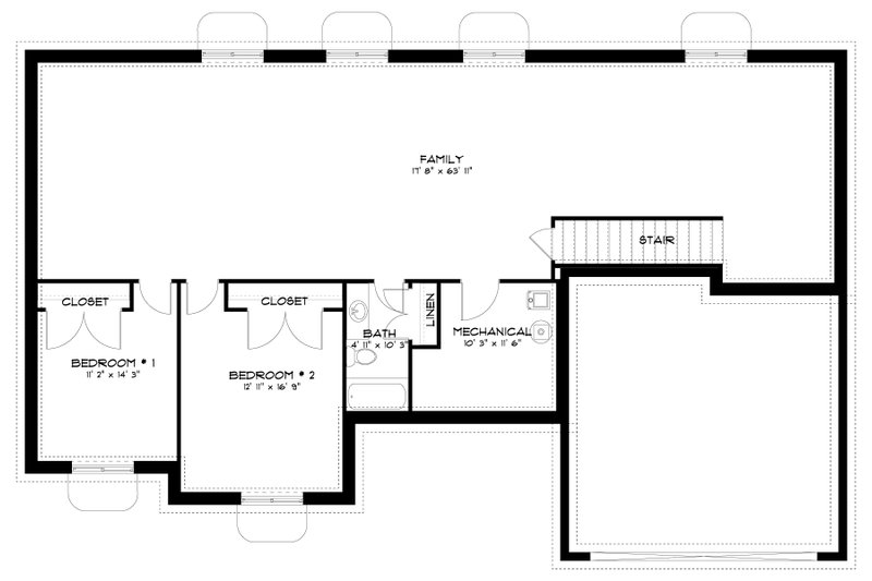 Home Plan - Floor Plan - Lower Floor for Farmhouse House Plan #1060-218 - 3 bed, 2 bath