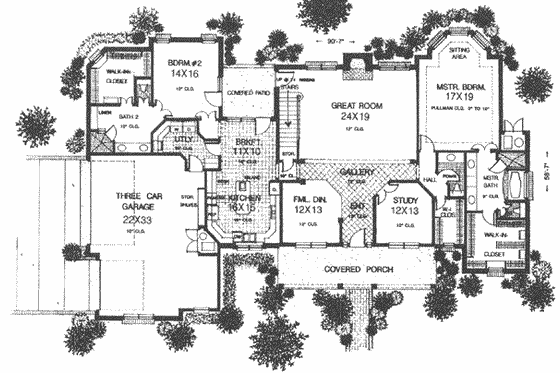 Floor Plan - Main Floor for Southern House Plan #310-508 - 4 bed, 3.5 bath