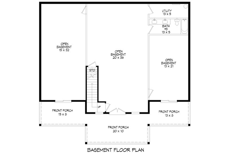 House Plan Design - Floor Plan - Lower Floor for Southern House Plan #932-1074 - 2 bed, 2 bath