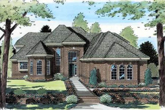 Exterior - Front Elevation for European House Plan #312-150 - 4 bed, 3.5 bath