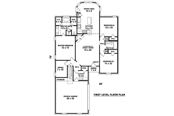 Floor Plan - Main Floor for Cottage House Plan #81-1442 - 3 bed, 2 bath