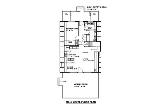 Floor Plan - Main Floor for Contemporary House Plan #117-914 - 2 bed, 2 bath