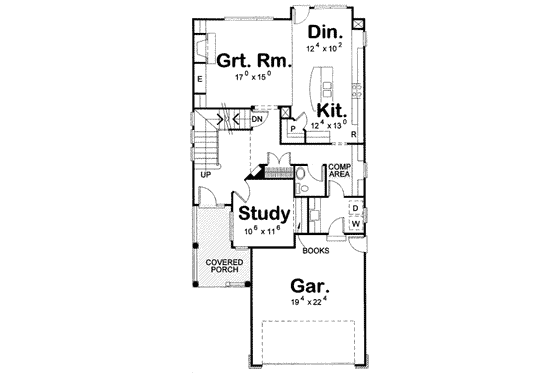 Floor Plan - Main Floor for Farmhouse House Plan #20-1659 - 4 bed, 2.5 bath