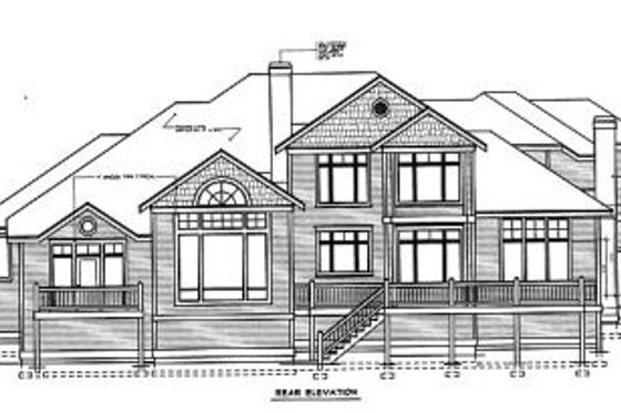 Exterior - Rear Elevation for Traditional House Plan #97-211 - 4 bed, 3.5 bath