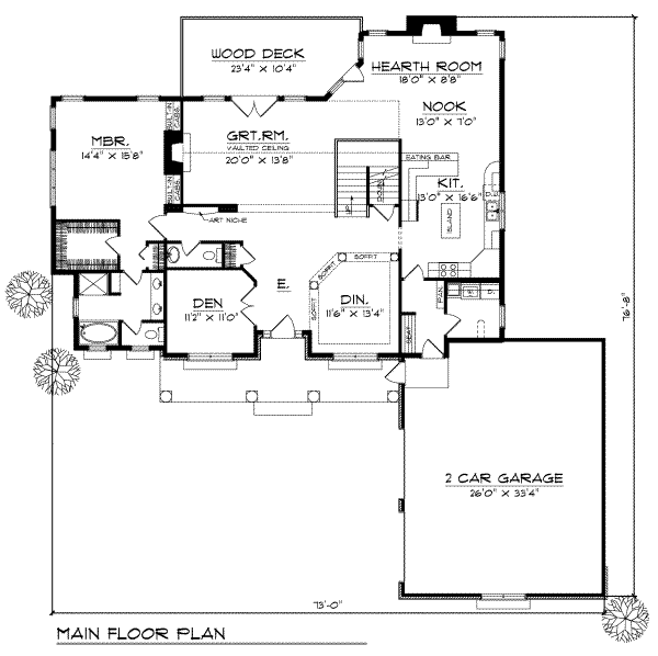 House Design - Traditional Floor Plan - Main Floor Plan #70-447
