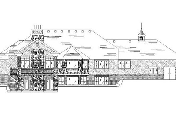 Exterior - Rear Elevation for European House Plan #5-251 - 5 bed, 3.5 bath