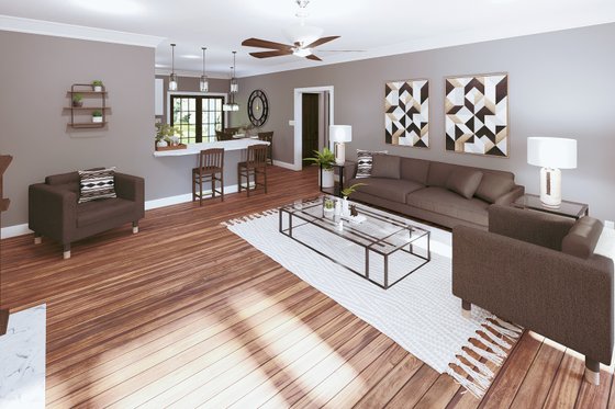 Interior - Family Room for Farmhouse House Plan #44-248 - 4 bed, 3 bath