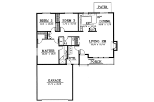 Floor Plan - Main Floor for Ranch House Plan #91-104 - 3 bed, 2 bath