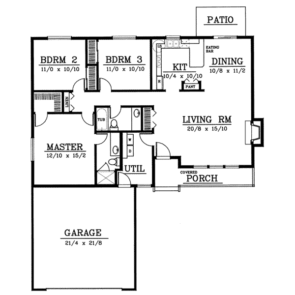 House Design - Ranch Floor Plan - Main Floor Plan #91-104