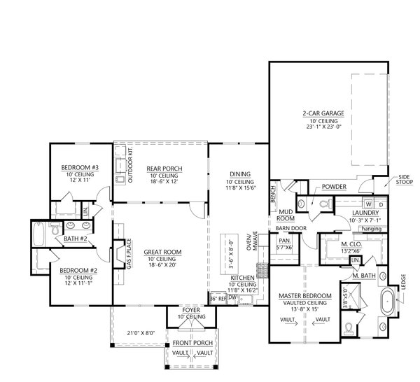 Architectural House Design - Farmhouse Floor Plan - Main Floor Plan #1074-55