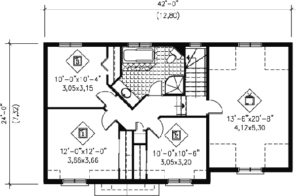 Colonial Floor Plan - Upper Floor Plan #25-4160
