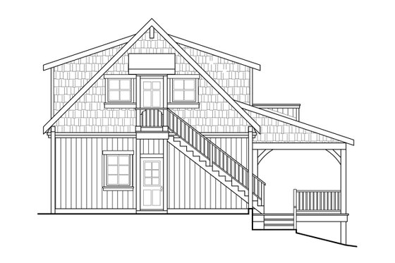 Exterior - Rear Elevation for Craftsman House Plan #124-1270 - 2 bed, 1 bath