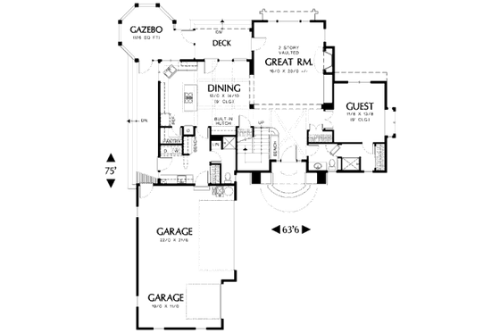 Floor Plan - Main Floor for Traditional House Plan #48-382 - 4 bed, 4 bath