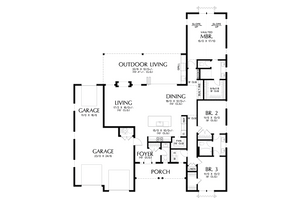 Floor Plan - Main Floor for Farmhouse House Plan #48-1063 - 3 bed, 2.5 bath