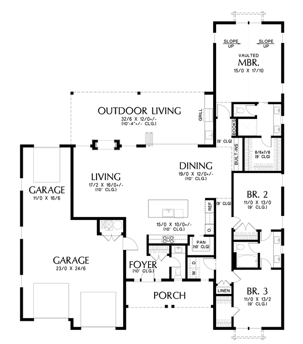 House Blueprint - Farmhouse Floor Plan - Main Floor Plan #48-1063