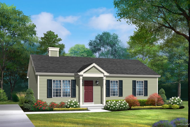 Ranch Style House Plan - 3 Beds 1 Baths 1040 Sq/Ft Plan #22-586