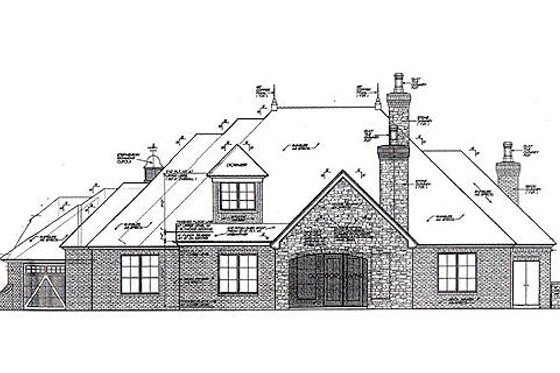 Exterior - Rear Elevation for European House Plan #310-962 - 3 bed, 3.5 bath