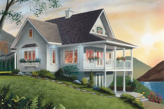 Exterior - Rear Elevation for Southern House Plan #23-2038 - 2 bed, 2 bath