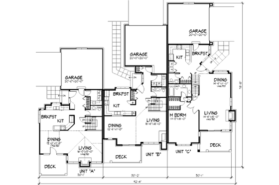 Floor Plan - Main Floor for Craftsman House Plan #320-334 - 1 bed, 2.5 bath