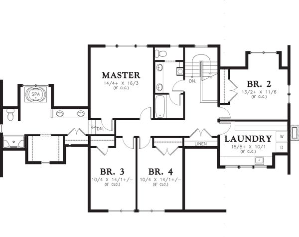 Traditional Floor Plan - Upper Floor Plan #48-564