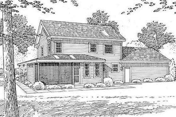 Exterior - Rear Elevation for Country House Plan #312-154 - 4 bed, 3 bath
