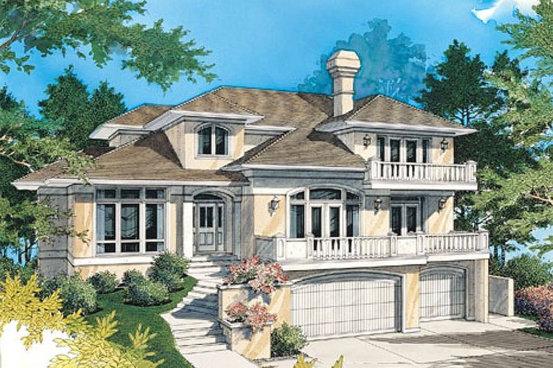 House Design - Mediterranean style home, front elevation